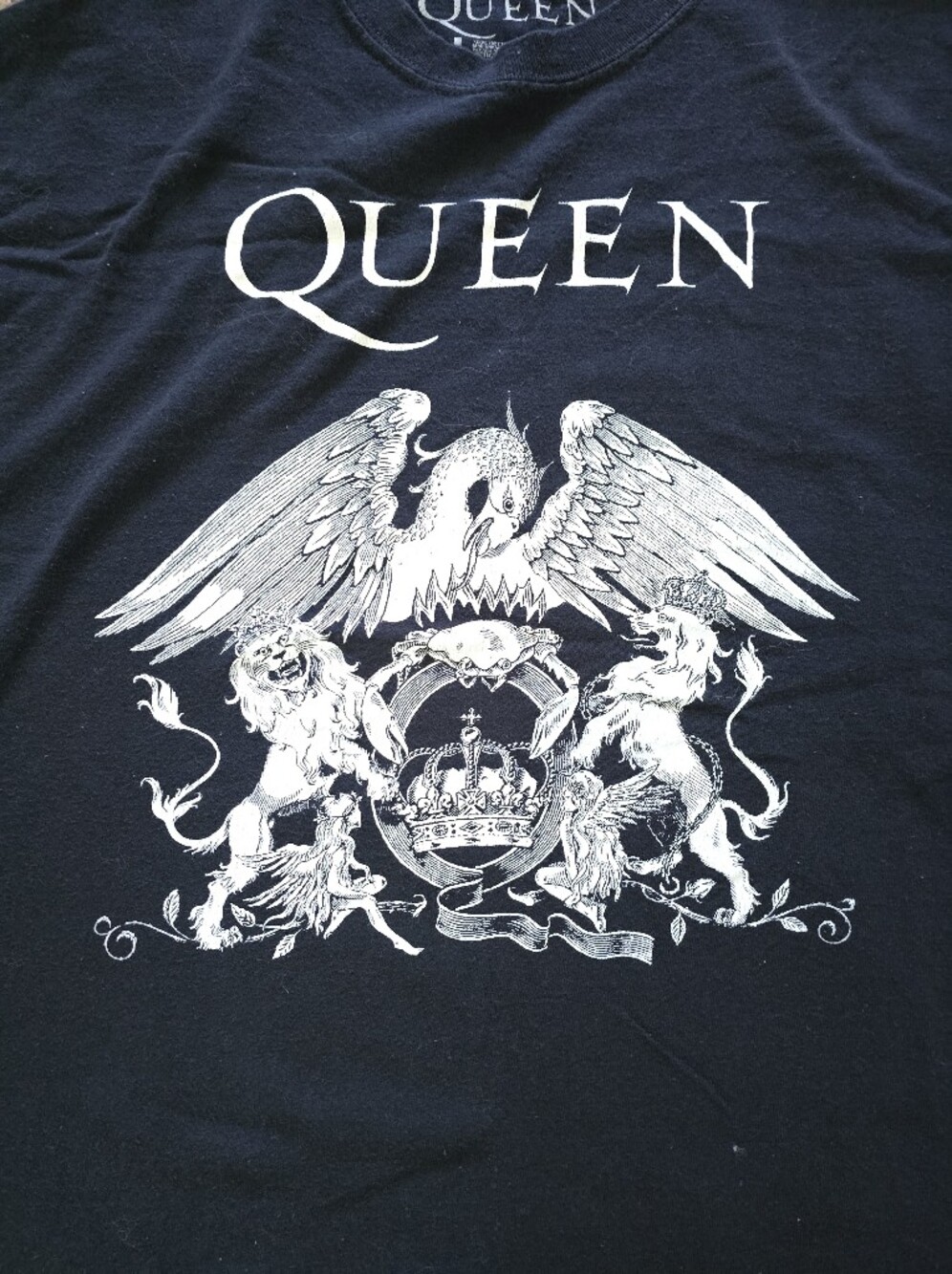 Black Graphic Tee with White Queen Crest